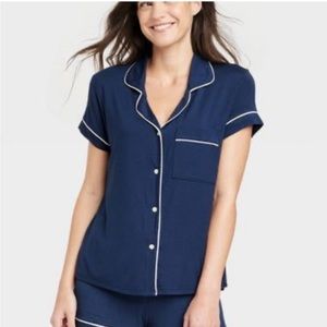 7/$20 Women's Beautifully Soft Short Sleeve Notch Collar Top - Stars Above